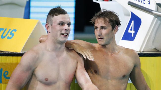 Cameron McEvoy(R), winner of the Men's 100m Freestyle and second placed Kyle Chalmers.
