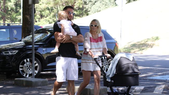 Sam Burgess spotted in Centennial Park in Sydney with Phoebe earlier this month.