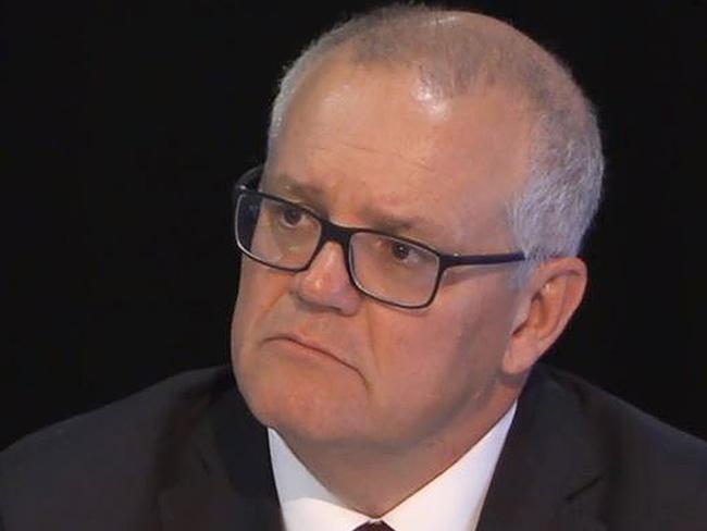 A screen grab of former Prime Minister Scott Morrison speaking before the Royal Commission into Robo Debt in Brisbane.