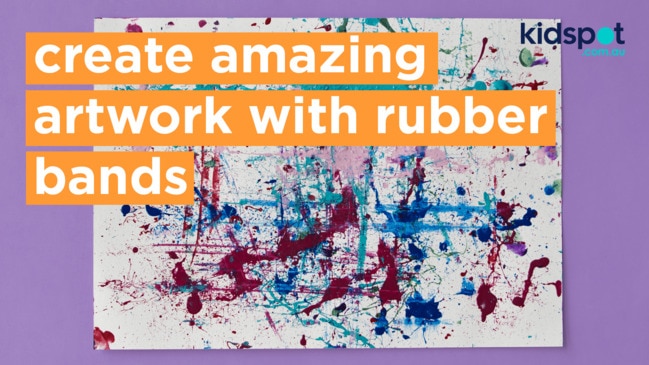 You can create colourful artwork using rubber bands and a baking tray!
