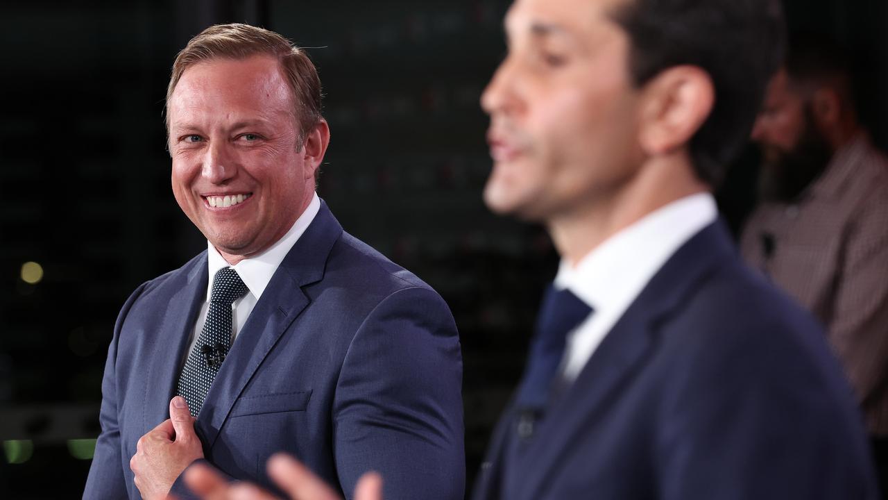 Queensland Premier Steven Miles and Opposition Leader David Crisafulli at the Courier-Mail/Sky News People’s Forum. Picture. Adam Head.