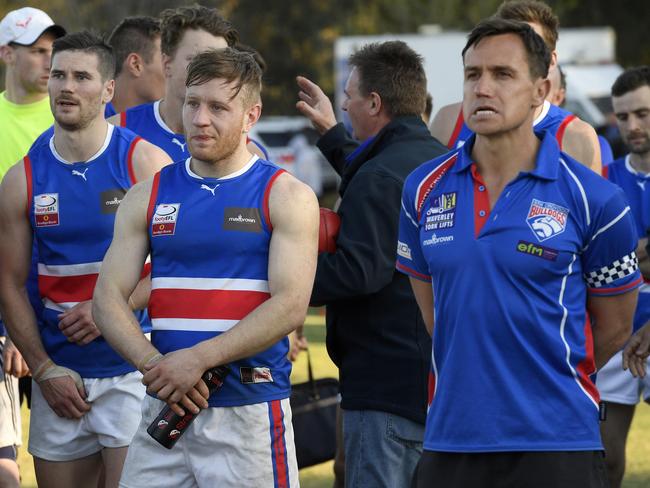 South Croydon coach Luke McCormick after last year’s grand final. Picture: Andy Brownbill