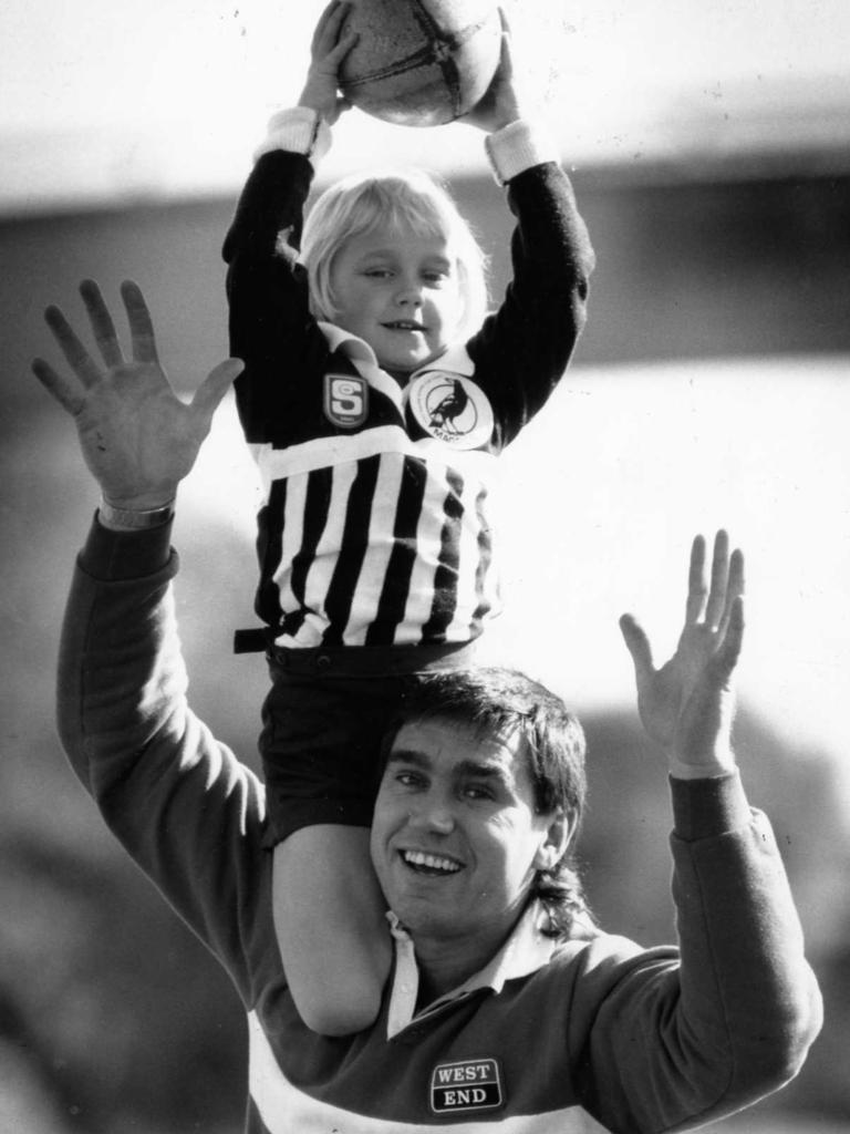 As a five-year-old, playing marks up on her dad, Greg. Picture: Advertiser Files