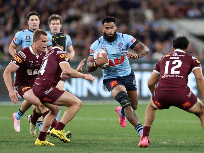After admitting he hadn’t yet ‘owned’ Origin, Payne Haas produced arguably his best performance in the Blues jersey so far. Picture: Getty Images