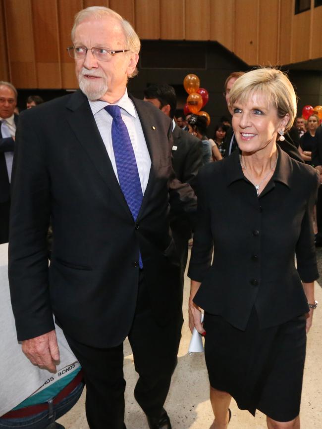 Julie Bishop with Gareth Evans at Australian National University.