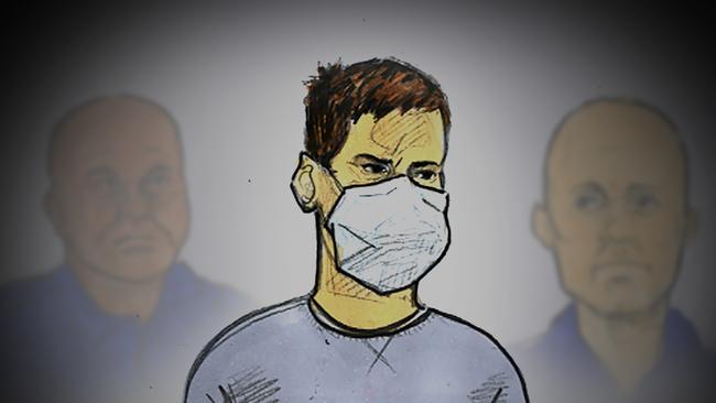 A court sketch of Richard Pusey during an earlier court hearing.