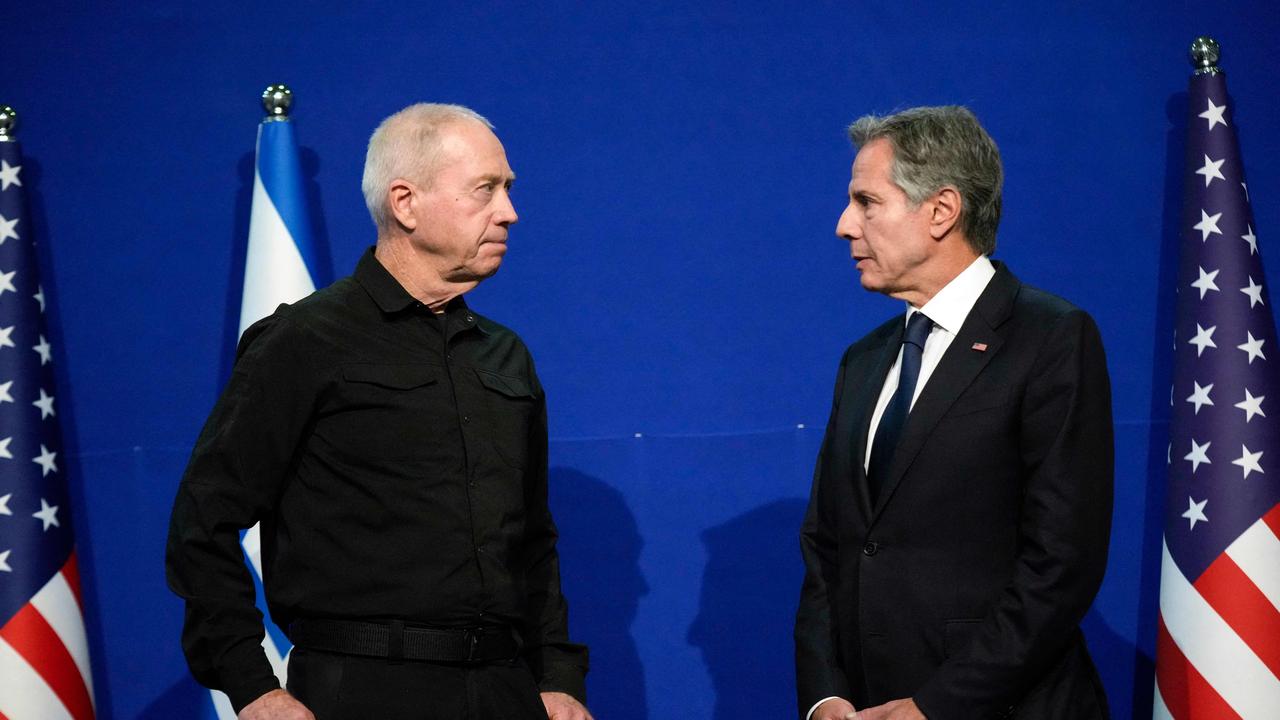 Israel‘s Defence Minister Yoav Gallant meets with US Secretary of State Antony Blinken. Picture: AFP