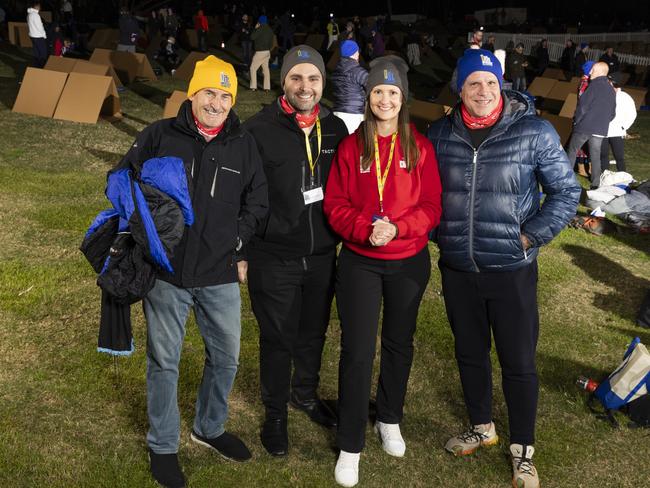 Vinnies CEO Sleepout 2024. Riverstage, Brisbane. Terry Smith, Mel Pikos, Kirsty Rourke and Anthony Ryan.