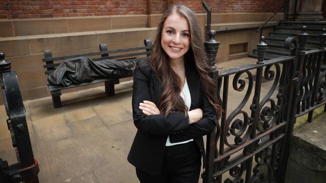 Law graduate Stefanie Costi has organised an online celebration for newly admitted lawyers in Sydney, and a similar event will take place in Victoria. Picture: John Feder