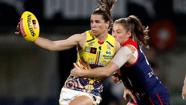 Chelsea Randall will miss Adelaide’s semi-final against Collingwood under the AFL’s concussion protocol. Picture: Getty Images