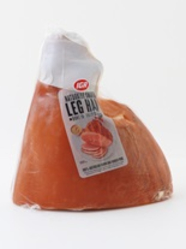 IGA’s naturally smoked leg ham bone in fully cooked had a 76 per cent rating. Picture: Choice