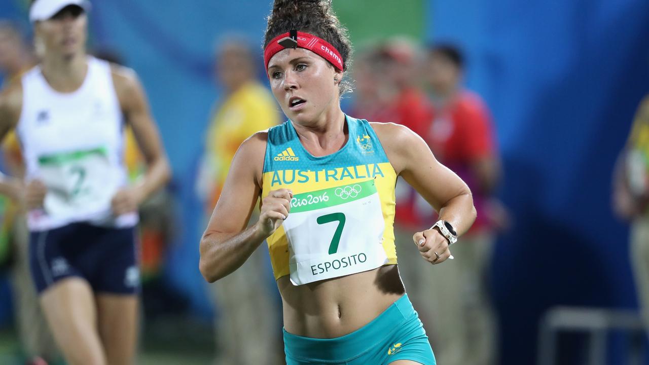 Australia’s Chloe Esposito on her way to gold in the modern pentathlon in Rio.