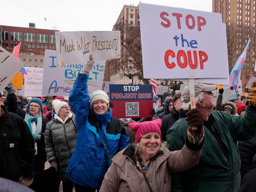 Protesters outside the Michigan Capitol in Lansing. Picture: Jeff Kowalsky/AFP