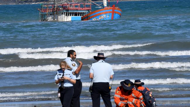 A sunken boat at Cape Kimberley in August. Picture: AAP