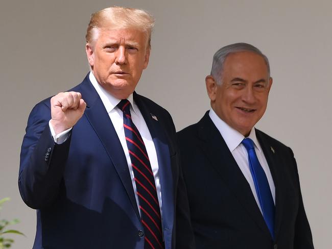 Former US president Donald Trump in 2020 with Israeli Prime Minister Benjamin Netanyahu. Picture: AFP