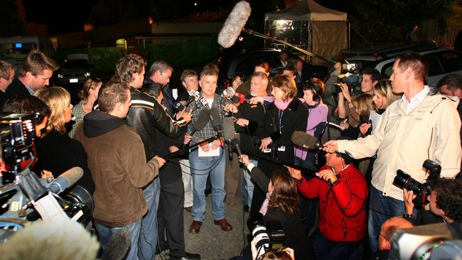 Beaconsfield mine manager Matthew Gill addressing the press.