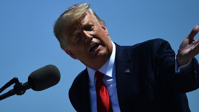 US President Donald Trump delivers a speech at the same time as the Democratic convention. Picture: Brendan Smialowski/AFP