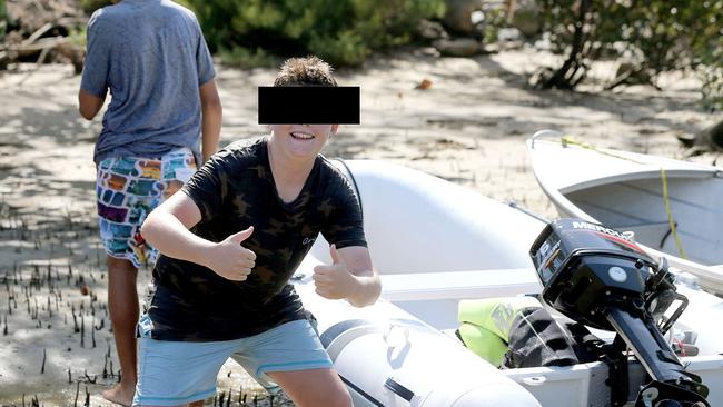 A tinnie hoon gives the ‘thumbs up’ after being pulled over. Picture: Mike Batterham.