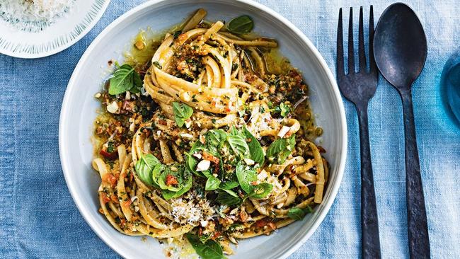 Enjoy a pasta lunch with this pesto linguine. Picture: Supplied