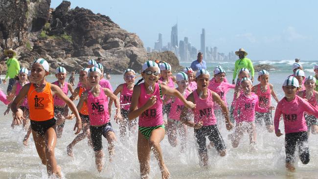 Pictured at North Burleigh Beach some of the North Burleigh Surf Clubs 600 nippers. Pic Mike Batterham