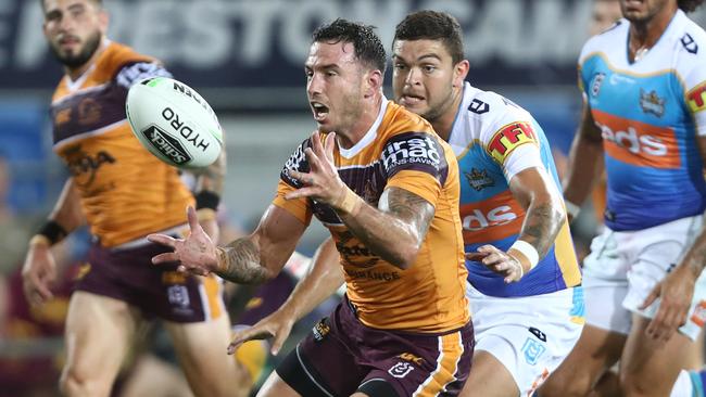 Darius Boyd had an unhappy night for the Broncos. Picture: Getty Images