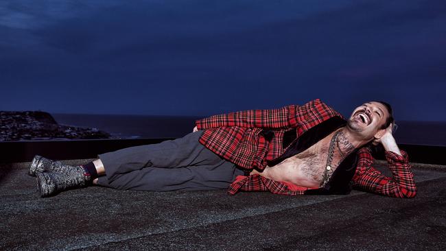 Daniel Johns relaxes at home near Newcastle ahead of the release of FutureNever earlier this year. Picture: Nic Walker