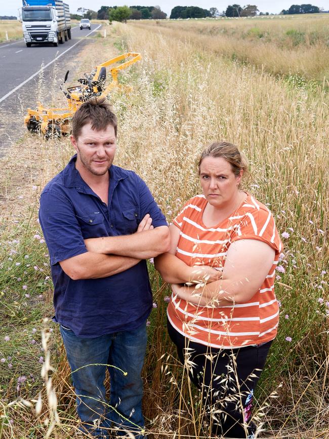 Melissa Beggs and husband Mark outside their Greenways property. Picture: Frank Monger