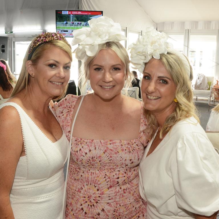 Kim McPherson, Kelly Wardrop and Chantall Wood at the Gold Coast Cup at Gold Coast Turf Club, Bundall on Saturday, May 7. Picture: Regina King