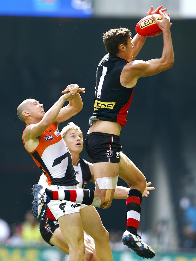 Hickey at his high-marking best. Picture: Michael Klein.