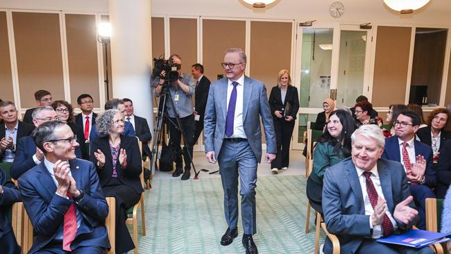 Prime Minister Anthony Albanese has told the caucus Tuesday’s budget was a good Labor budget. Picture: NCA NewsWire / Martin Ollman
