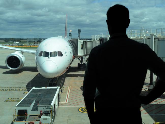 Passengers arrive at Melbourne Airport from a Shanghai. Picture: Andrew Henshaw