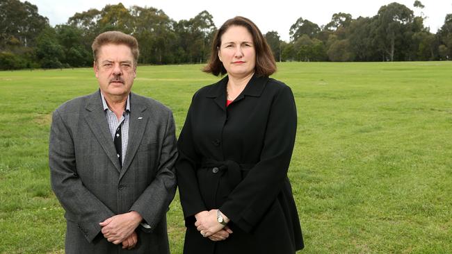 Manningham councillors Geoff Gough and Paula Piccinini were set to receive a $5000 pay rise under the proposal. Picture: Hamish Blair