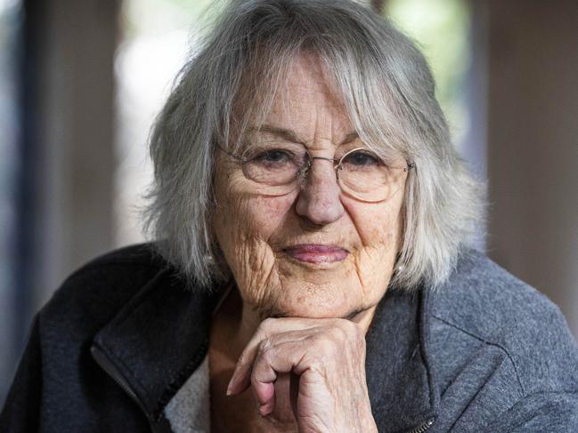 27/06/22 Professor Germaine Greer, pictured in her home on the Mornington peninsula after being released from aged care.. Aaron Francis / The Australian