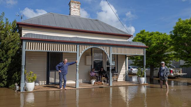 Water surrounds Peter Ward’s home during the October floods in Rochester. Picture: Jason Edwards