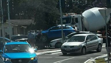 The car seen on top of the police car. Picture: Supplied