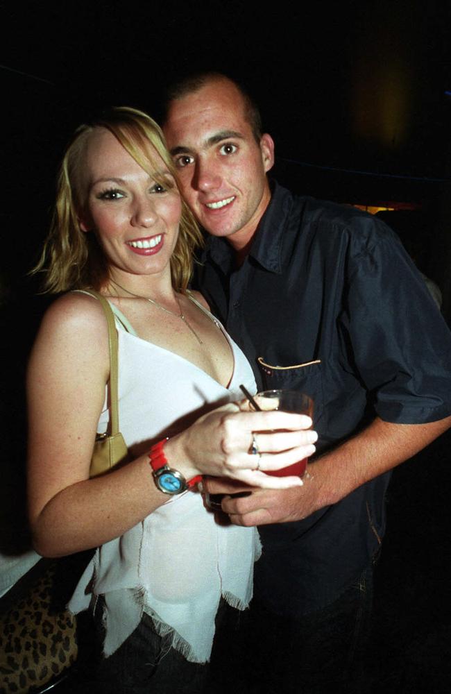 Teneille Tapscott and Cameron Eaton celebrate at the Rolling Rock nightclub in June 2003. Picture: Sharyn Rosewarne