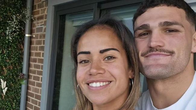 Matildas golden girl Mary Fowler and Nathan ‘the prince of Penrith’ Cleary in a typically loved-up social media post