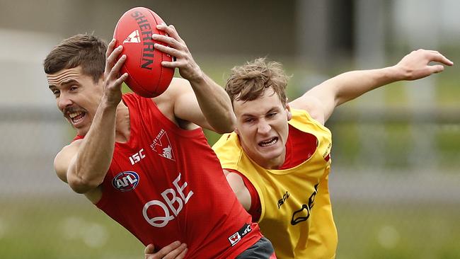 Sydney defenders Jake Lloyd and Jordan Dawson could be in for a big day against the Tigers. Picture: Ryan Pierse/Getty Images