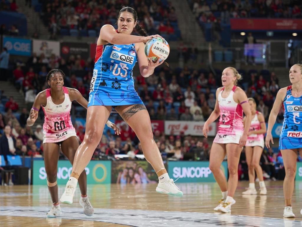 Uneeq Palavi was moved into goal shooter and had her work cut out for her against the Thunderbirds defence. Picture: Brett Hemmings/Getty Images