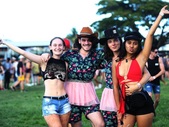 The Grass Is Greener music festival at the Cairns Showgrounds. Miranda Walters, Sam Walters, Zack Bender and Adriana Bataillard. PICTURE: STEWART MCLEAN