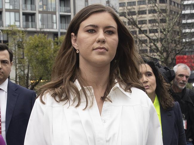 CANBERRA, AUSTRALIA NewsWire Photos OCTOBER 07, 2022:Brittany Higgins walked to court for day four of the trial.Bruce Lehrmann, the man accused of the sexual assault of former Liberal staffer Brittany Higgins at the Magistrates Court in Canberra.Picture: NCA NewsWire / Gary Ramage