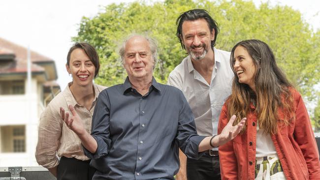 Gordi (left) with Michael Gudinski, Paul Dempsey (Something For Kate) and Missy Higgins in 2021, at the Sounds Better Together campaign launch. Picture: Rob Leeson