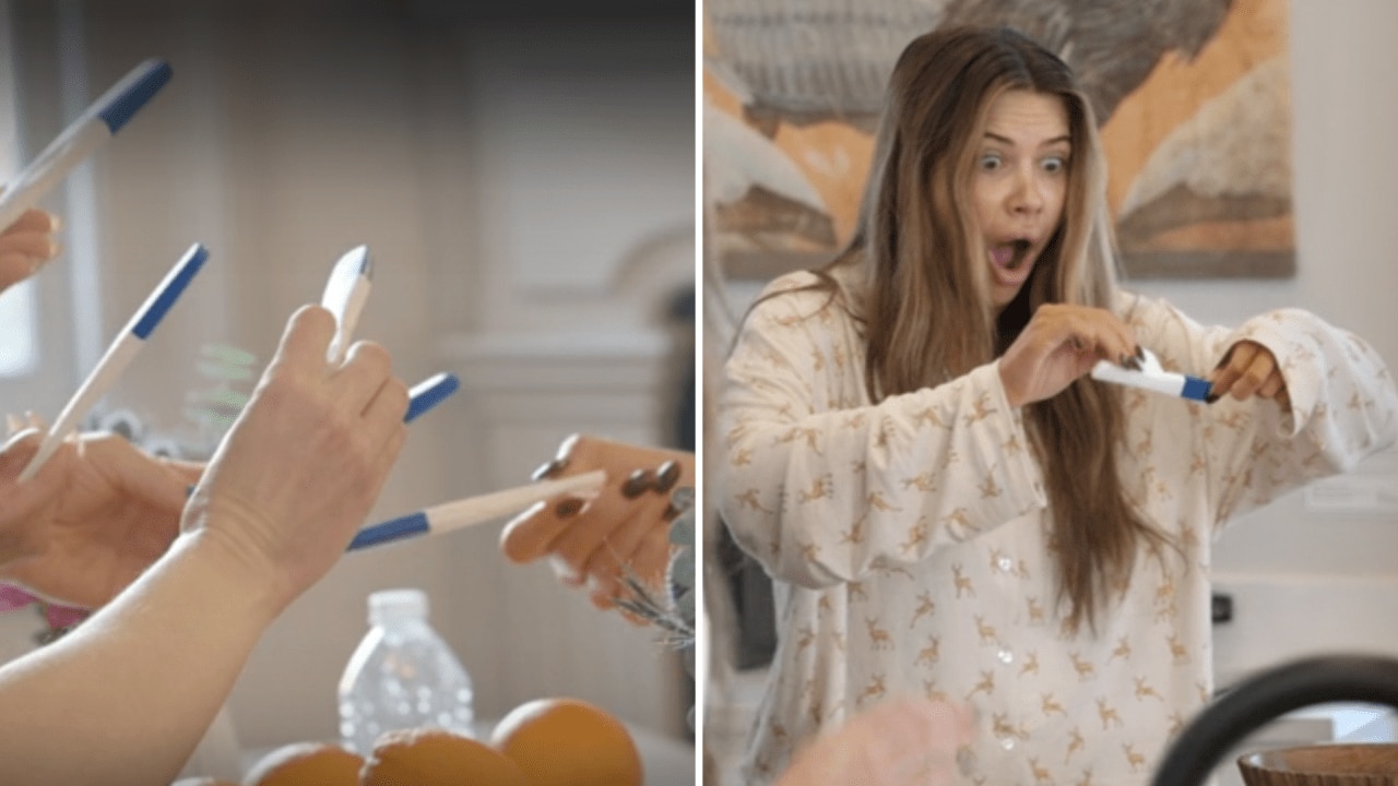Demi pulls out a positive pregnancy test. But it's not hers, Image: Disney+