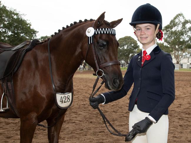 Ready for competition, Annabelle Gill, was competing on Cranelli Best Wishes at the Heritage Bank Toowoomba Royal Show.Saturday April 20th, 2024 Picture: Bev Lacey