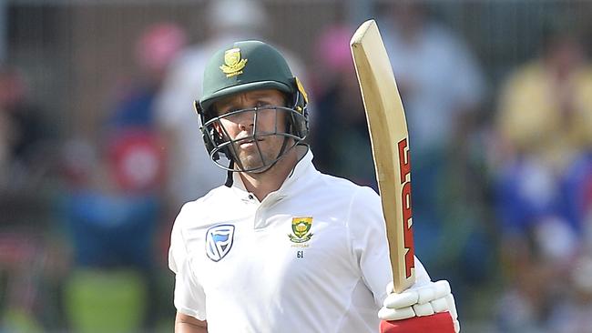 AB de Villiers of South Africa celebrates scoring a half century.