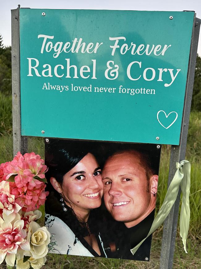 The roadside memorial of Rachel Purdy and her boyfriend Cory Whitmore who along with their unborn baby died in a horror crash.