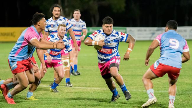 A Brothers player eyes a gap during the recent Rugby League Ipswich A-Grade match against Swifts. Picture: Bruce Clayton