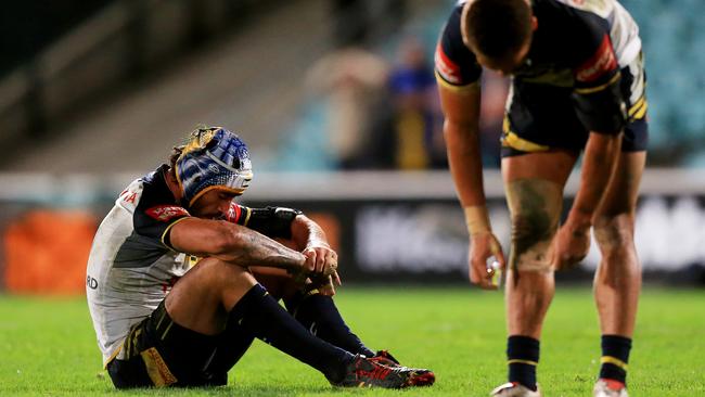 Jonathan Thurston at the final whistle during the NRL round 13 game between the Parramatta Eels and the North Queensland Cowboys at Pirtek Stadium, Parramatta. pic Mark Evans