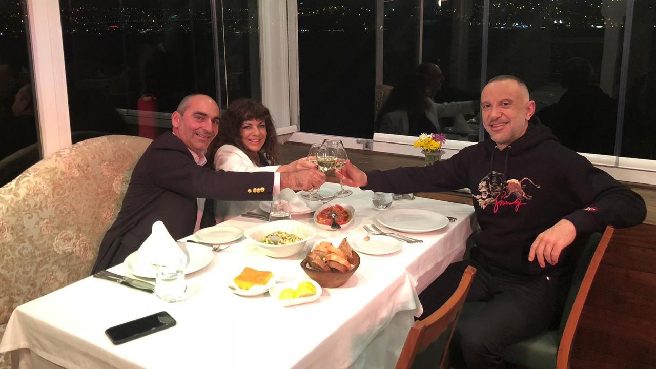 An undated photo of Magnis Energy director Peter Tsegas, left, with alleged drug smuggler Hakan Arif, in Turkey.