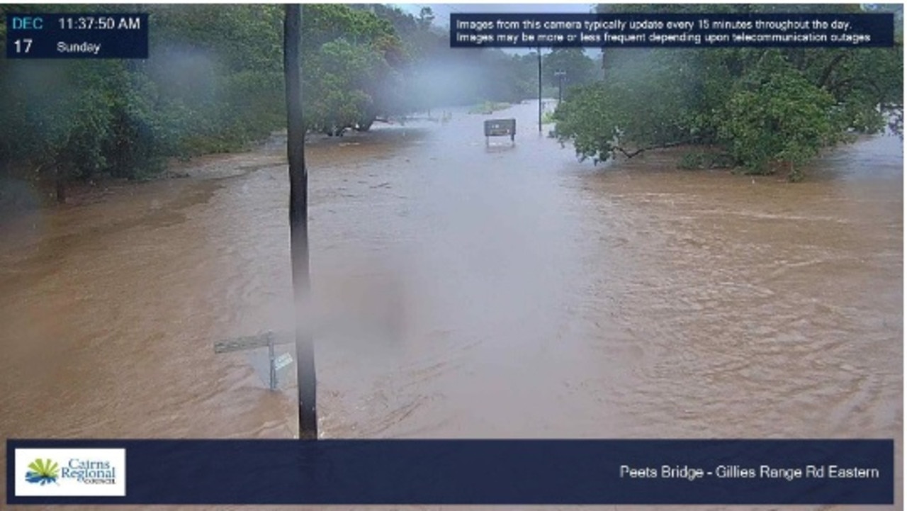 Pictures of Cairns Regional Council's floodmaps from 11am Sunday, December 17 show widespread flooding following relentless rain from Cyclone Jasper.